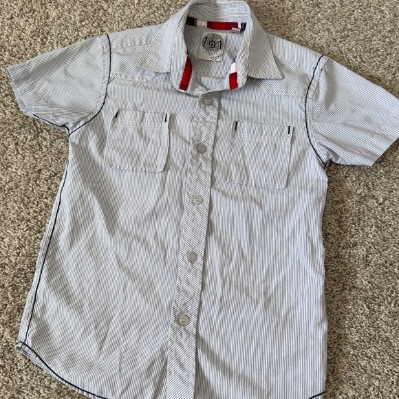 191 Unlimited Button down short sleeve collared striped tshirt shirt boys size 6 - Picture 2 of 6